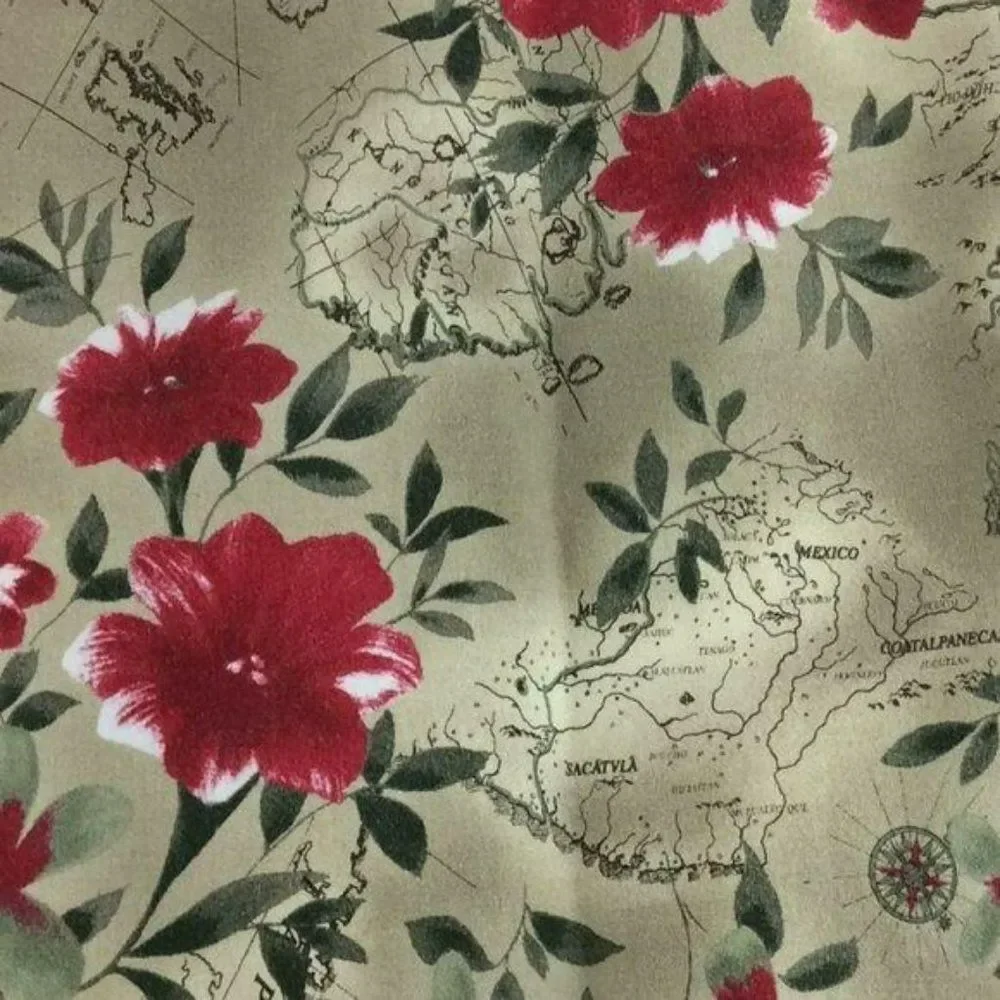 Eric Spencer Floral Map Print‎ Tapestry Style Size 10 travel Skirt